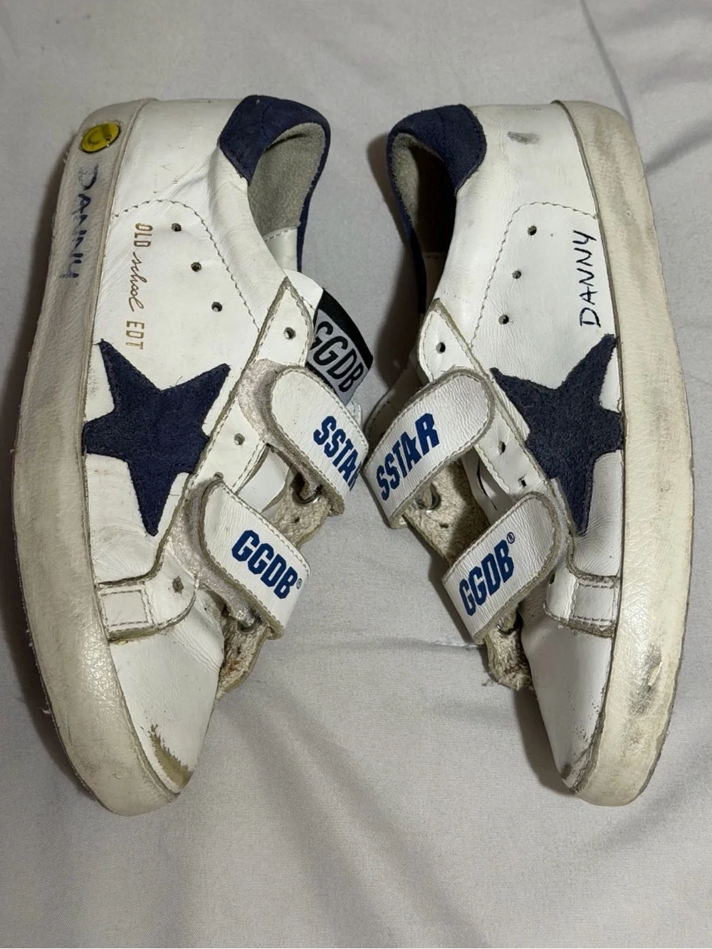 Golden Goose Kids White & Navy SSTAR Velcro Sneakers